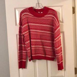 Red and white winter sweater